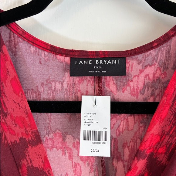 NWT Lane Bryant Faux-Wrap Jersey Dress Abstract Red Size 22/24 - Picture 5 of 9